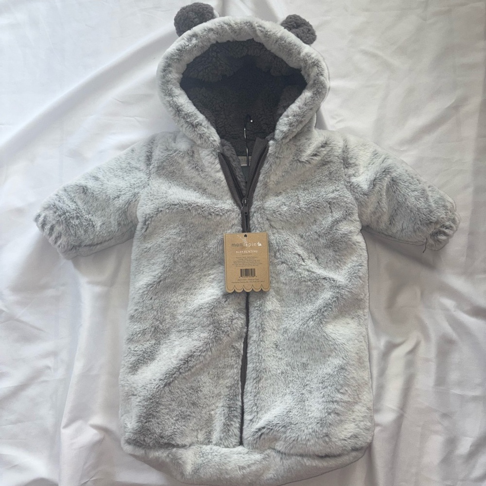 Baby Source Unknown Gray Fleece Kids Bodysuit, Winter Baby Onesie, Fuzzy Onsie